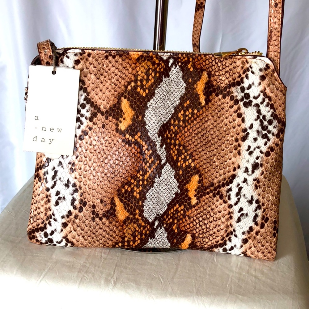A NEW DAY faux snakeskin crossbody handbag.